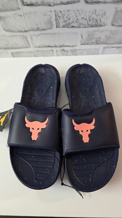 Project Rock 3 Slides UA \'Midnight Navy Flare Orange 3026034-403 New Men\'s 14 main image 9